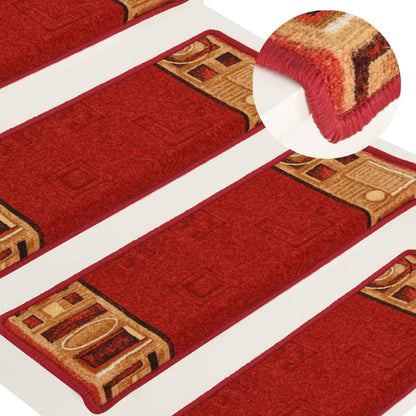 Stair Mats Self-adhesive 15 pcs 65x21x4 cm Red