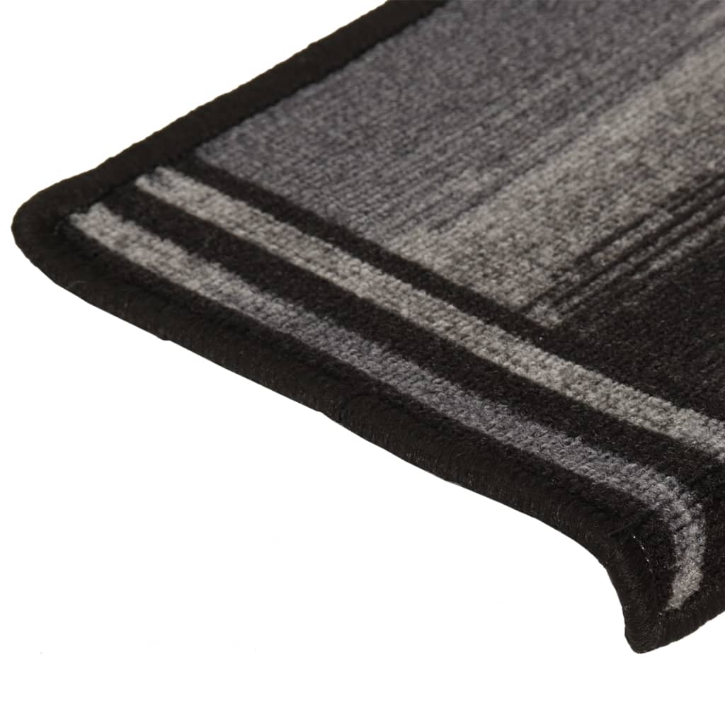 Stair Mats Self-adhesive 15 pcs 65x21x4 cm Black and Grey