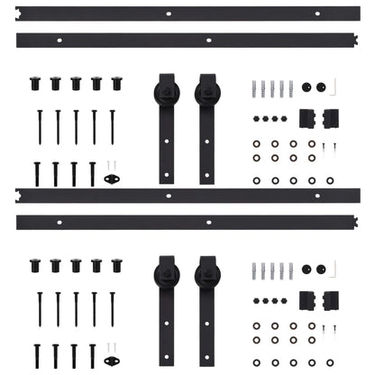 Sliding Door Hardware Kits 2 pcs 183 cm Steel Black