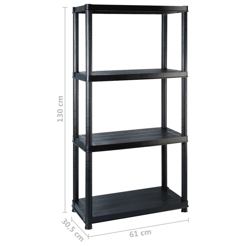 Storage Shelf 4-Tier Black 244x30.5x130 cm Plastic