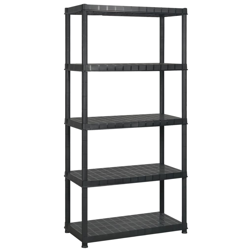 Storage Shelf 5-Tier Black 340x40x185 cm Plastic