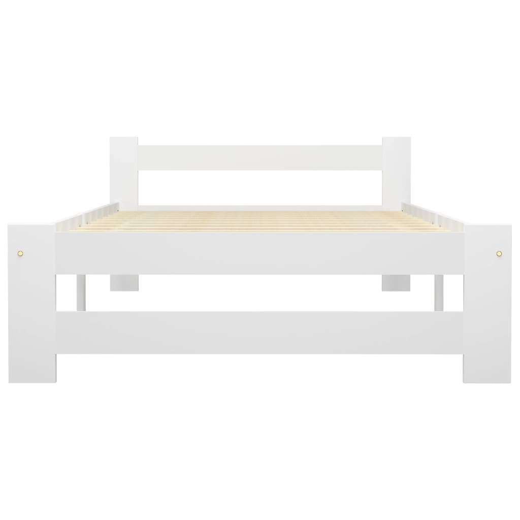 Bed Frame without Mattress White Solid Pine Wood 100x200 cm