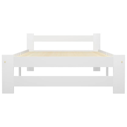 Bed Frame without Mattress White Solid Pine Wood 100x200 cm