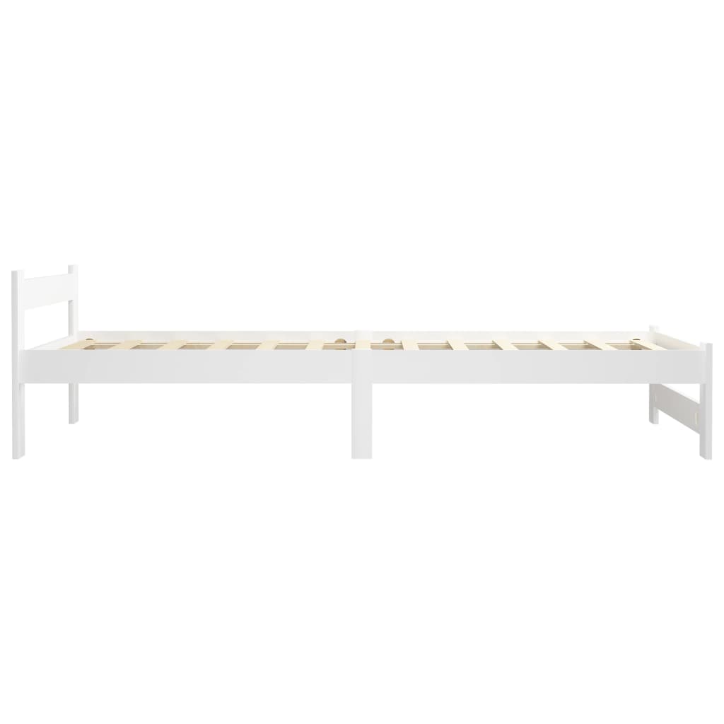 Bed Frame without Mattress White Solid Pine Wood 100x200 cm