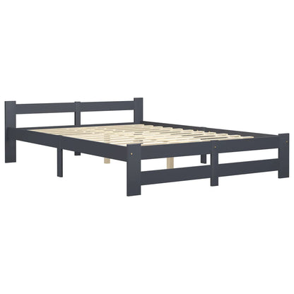 Bed Frame Dark Grey Solid Pine Wood 140x200 cm