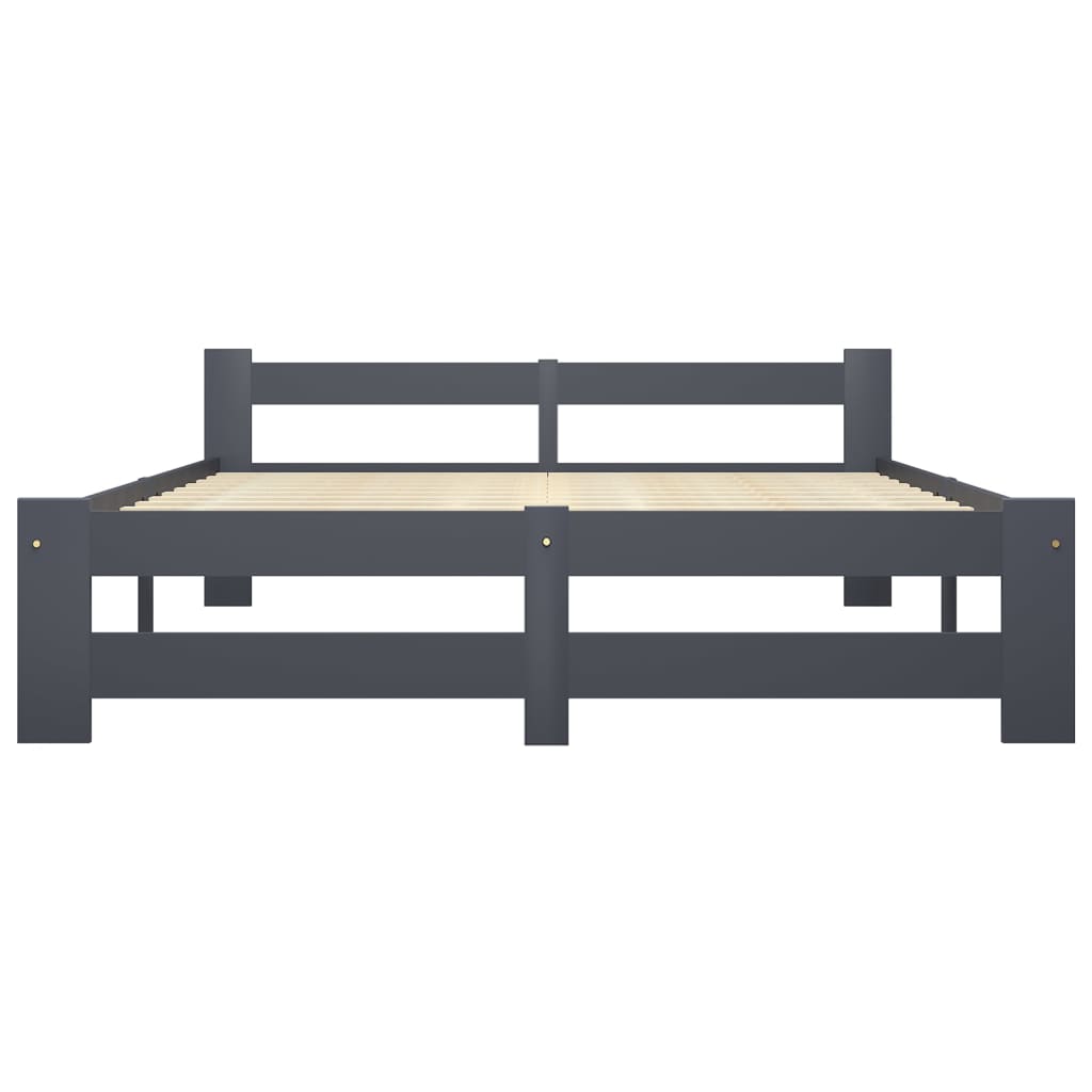 Bed Frame Dark Grey Solid Pine Wood 140x200 cm