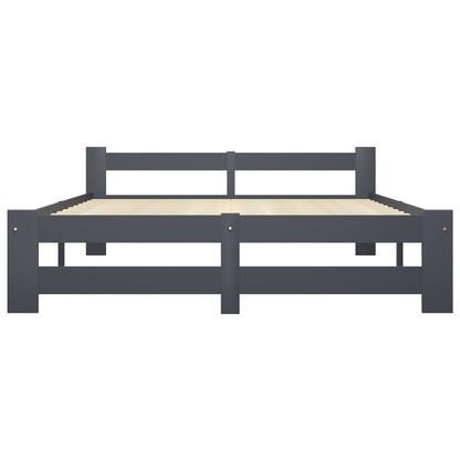 Bed Frame Dark Grey Solid Pine Wood 140x200 cm