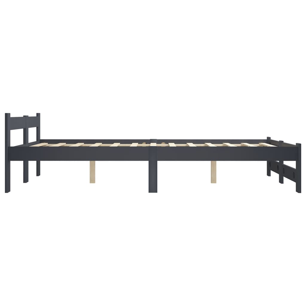 Bed Frame Dark Grey Solid Pine Wood 140x200 cm