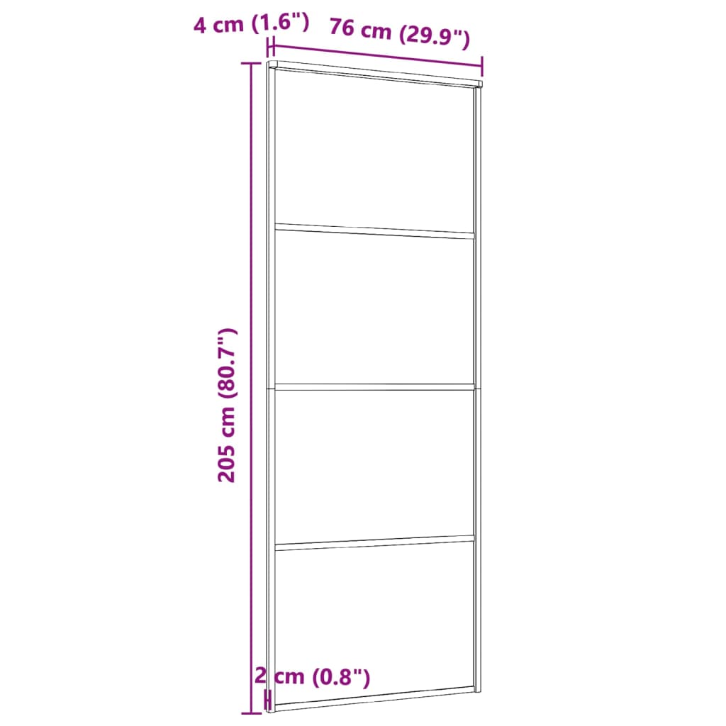 Sliding Door Aluminium and ESG Glass 76x205 cm Black