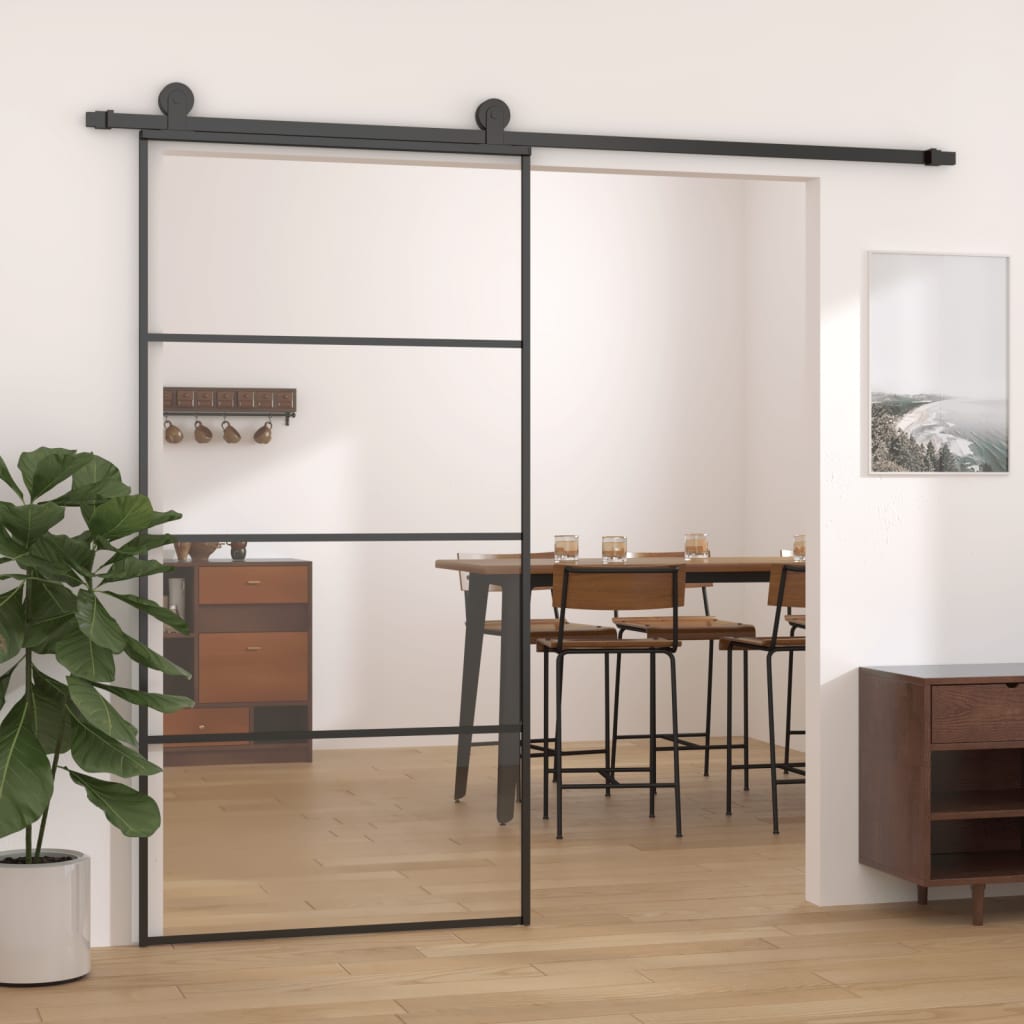 Sliding Door Aluminium and ESG Glass 102.5x205 cm Black