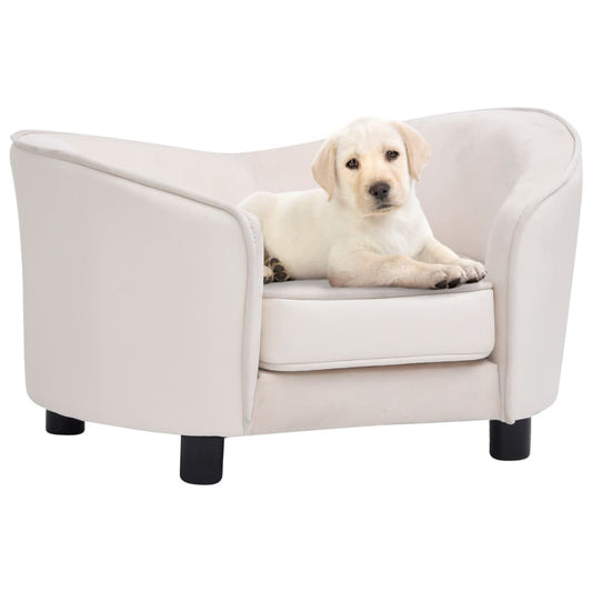 Dog Sofa Cream 69x49x40 cm Plush and Faux Leather