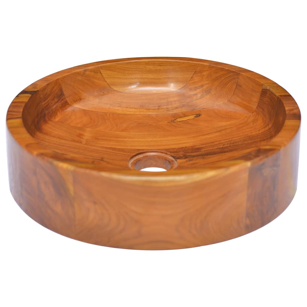 Basin Solid Teak Wood Φ40x10 cm