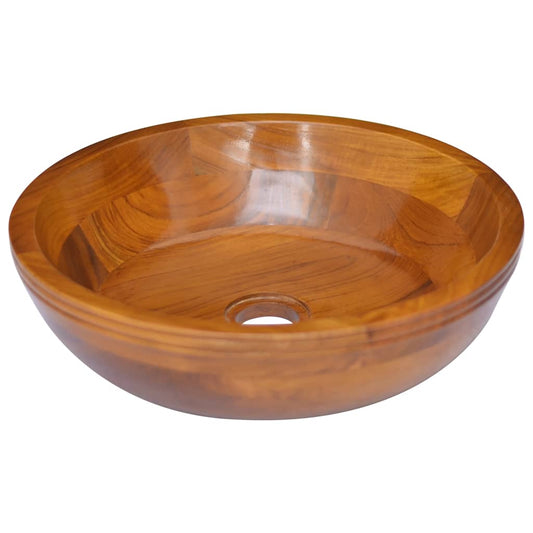 Basin Solid Teak Wood Φ40x10 cm