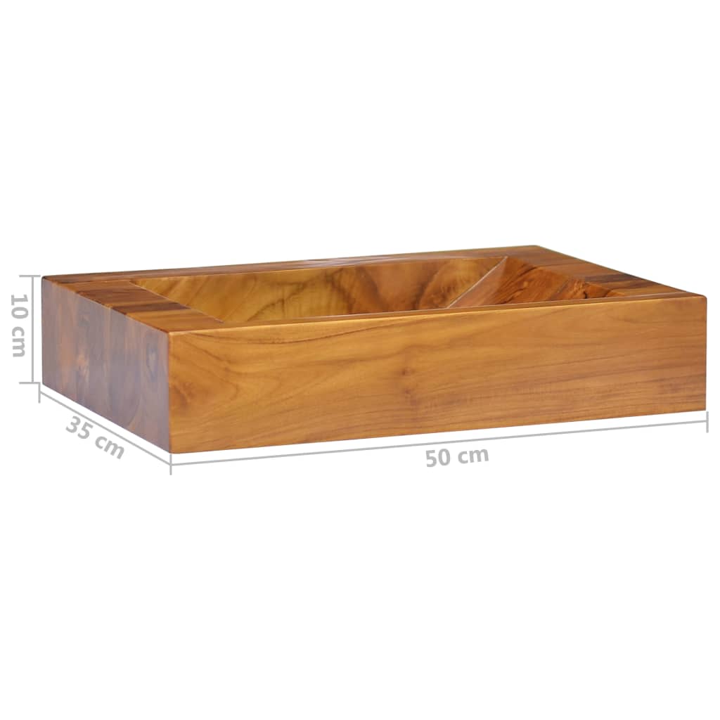 Basin Solid Teak Wood 50x35x10 cm