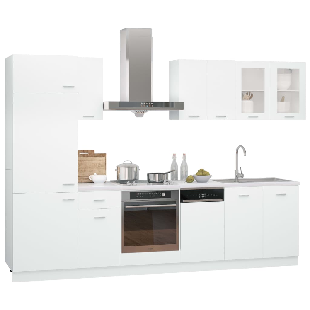 8 Piece Kitchen Cabinet Set White Engineered Wood