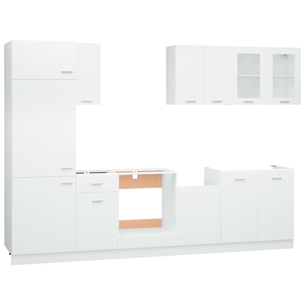 8 Piece Kitchen Cabinet Set White Engineered Wood