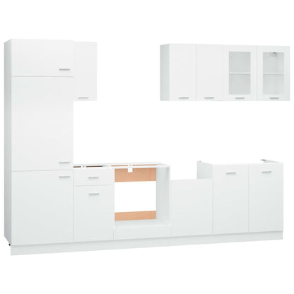 8 Piece Kitchen Cabinet Set White Engineered Wood