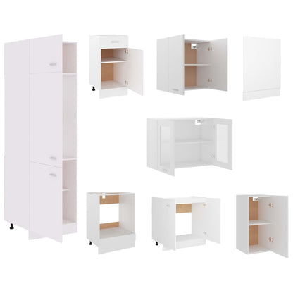 8 Piece Kitchen Cabinet Set White Engineered Wood