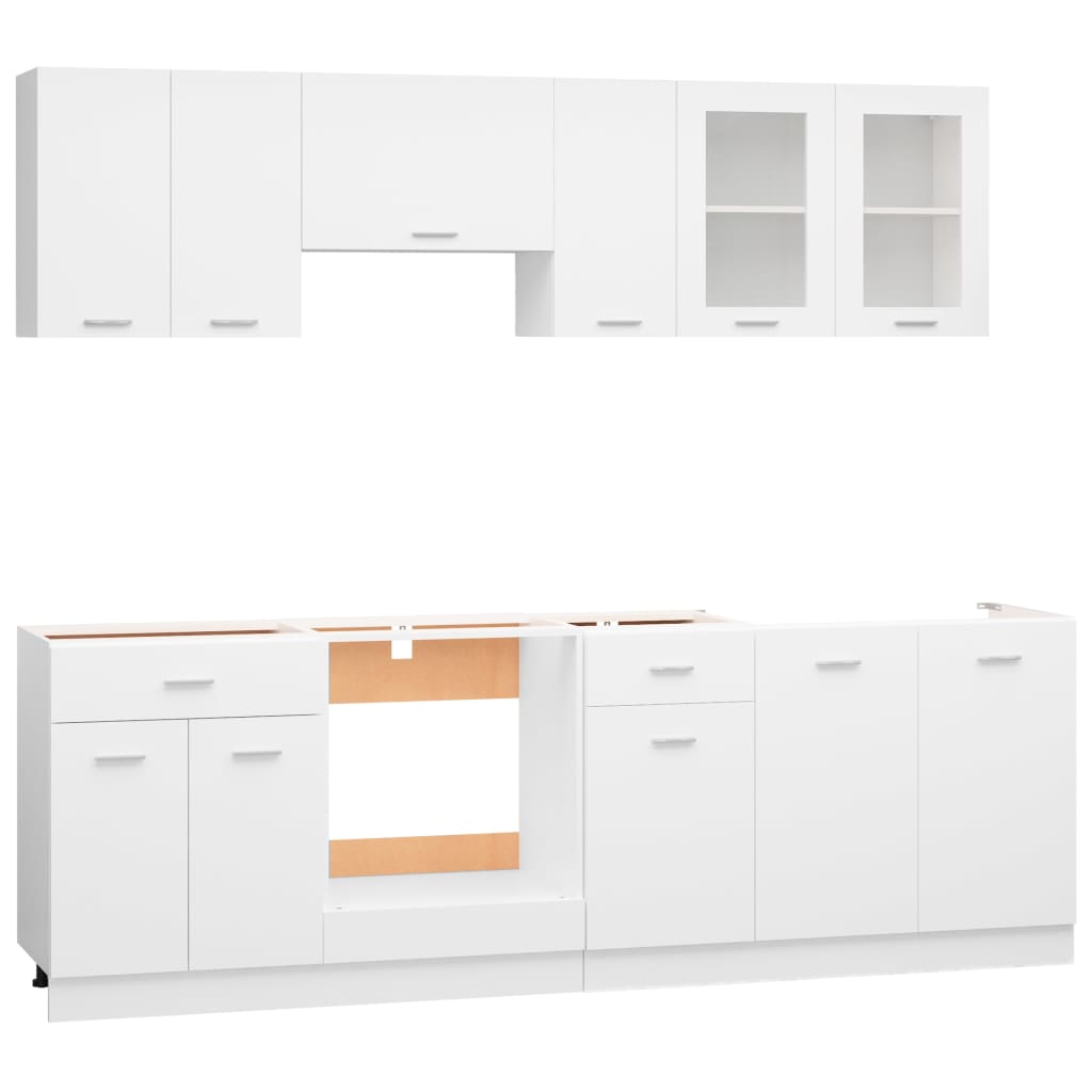 8 Piece Kitchen Cabinet Set White Engineered Wood