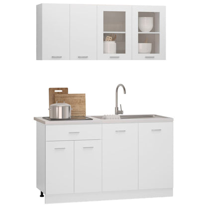 4 Piece Kitchen Cabinet Set White Engineered Wood