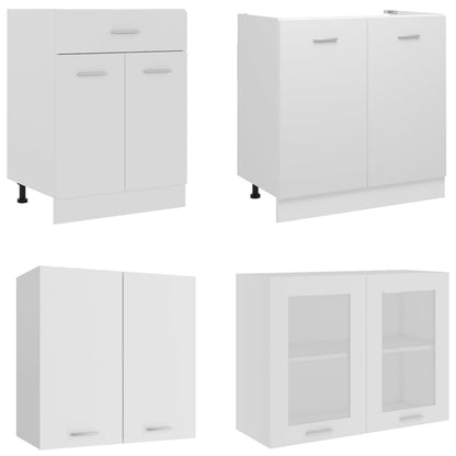 4 Piece Kitchen Cabinet Set White Engineered Wood