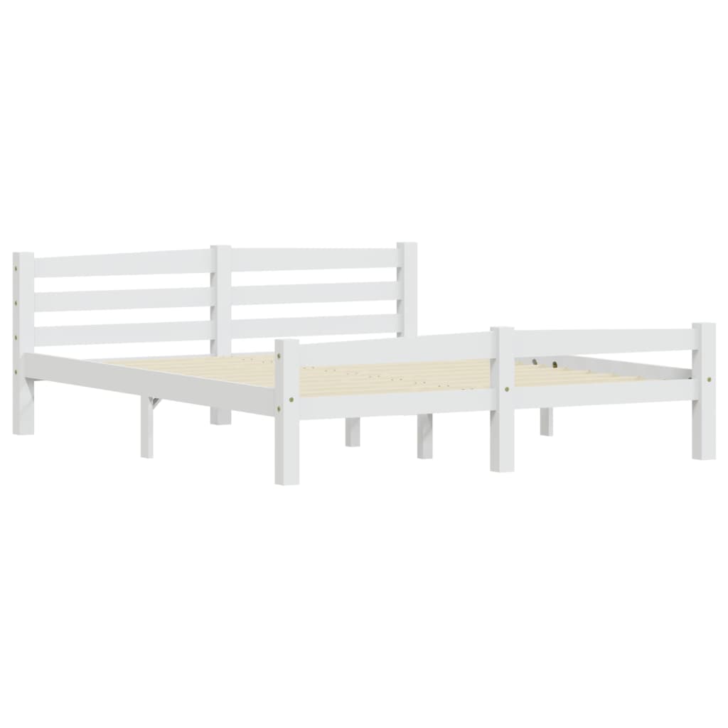 Bed Frame without Mattress White Solid Pinewood 160x200 cm