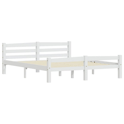 Bed Frame without Mattress White Solid Pinewood 160x200 cm