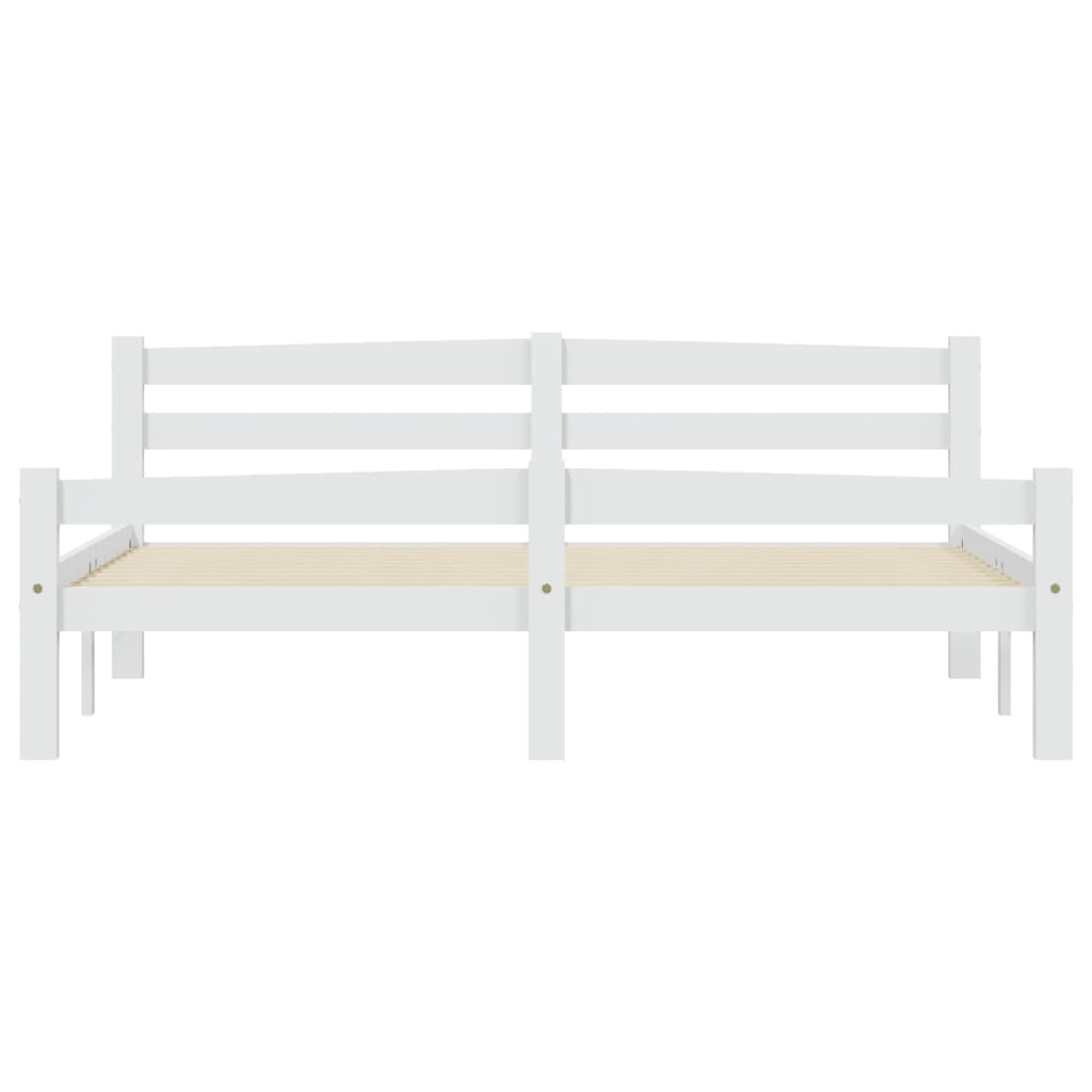 Bed Frame without Mattress White Solid Pinewood 160x200 cm