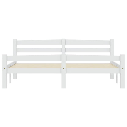 Bed Frame without Mattress White Solid Pinewood 160x200 cm