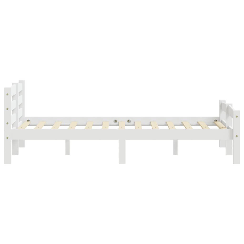 Bed Frame without Mattress White Solid Pinewood 160x200 cm