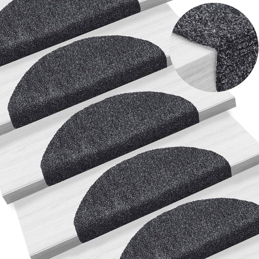 Self-adhesive Stair Mats 5 pcs Dark Grey 65x21x4 cm Needle Punch