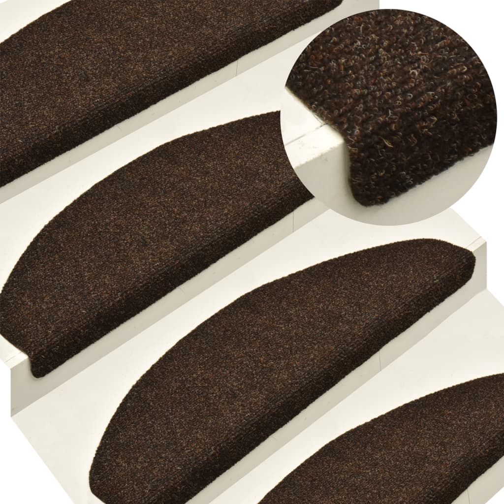 Self-adhesive Stair Mats 5 pcs Brown 65x21x4 cm Needle Punch