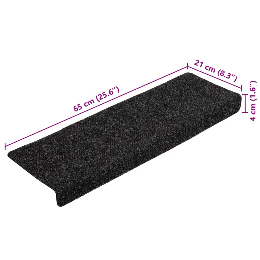 Stair Mats 5 pcs Black 65x21x4 cm Needle Punch