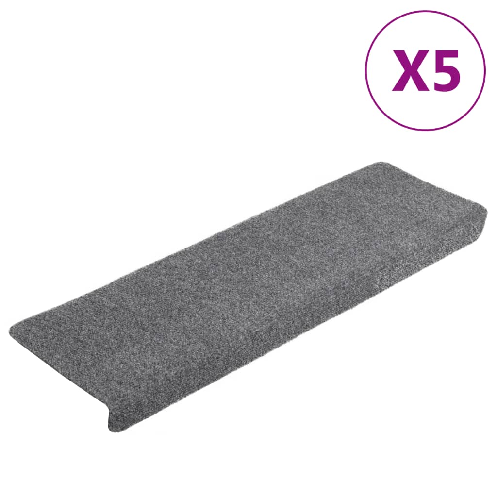 Stair Mats 5 pcs Light Grey 65x21x4 cm Needle Punch