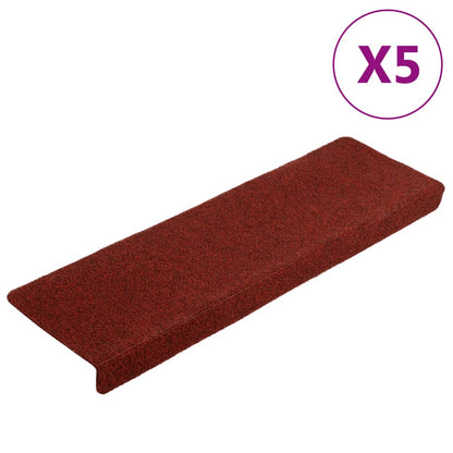 Stair Mats 5 pcs Bordeaux Red 65x21x4 cm Needle Punch