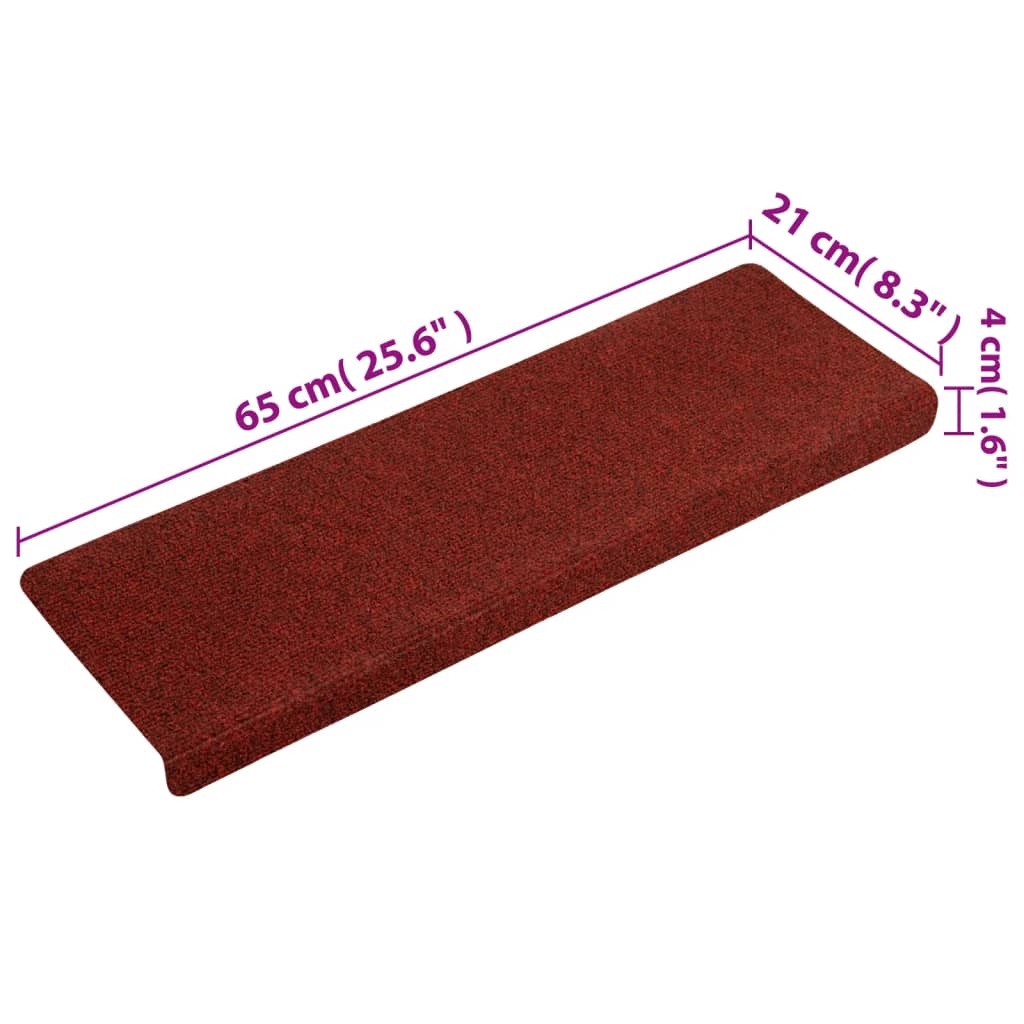 Stair Mats 5 pcs Bordeaux Red 65x21x4 cm Needle Punch