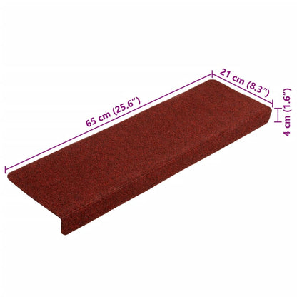 Stair Mats 5 pcs Bordeaux Red 65x21x4 cm Needle Punch