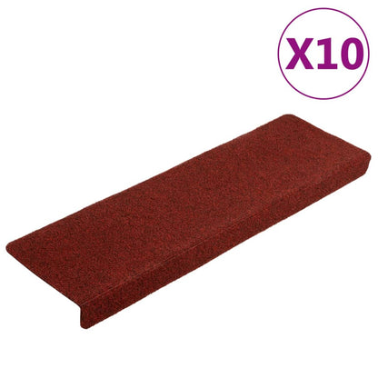 Stair Mats 10 pcs Bordeaux Red 65x21x4 cm Needle Punch