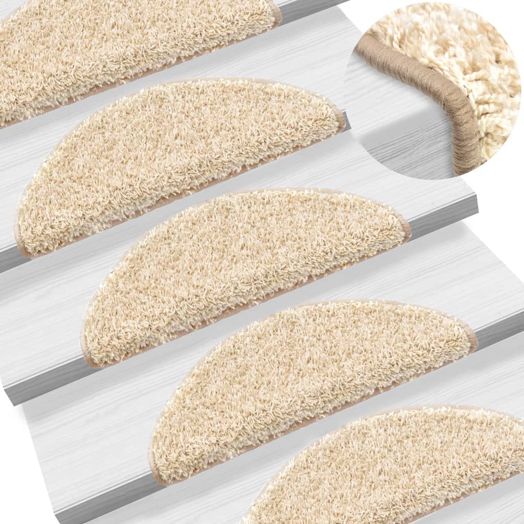 Stair Mats 10 pcs 56x17x3 cm Cream