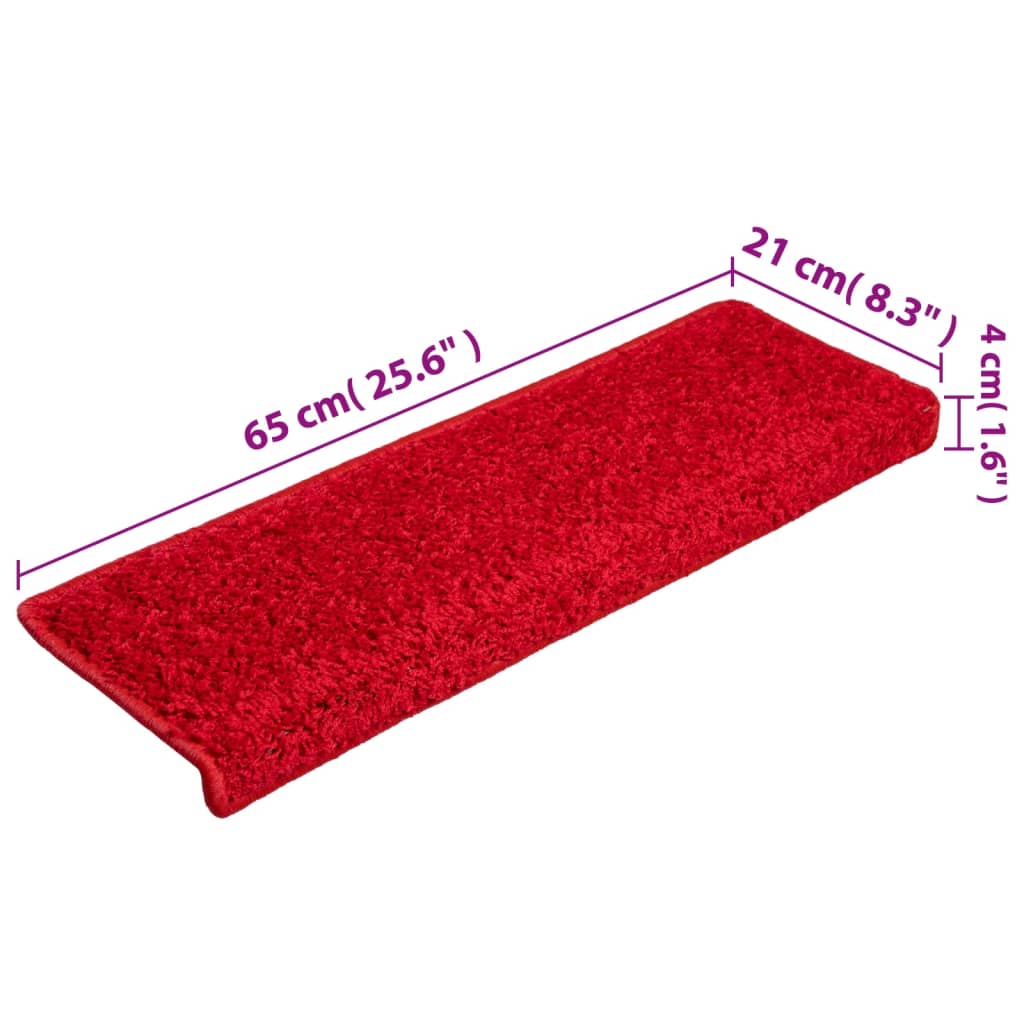 Stair Mats 10 pcs 65x21x4 cm Red