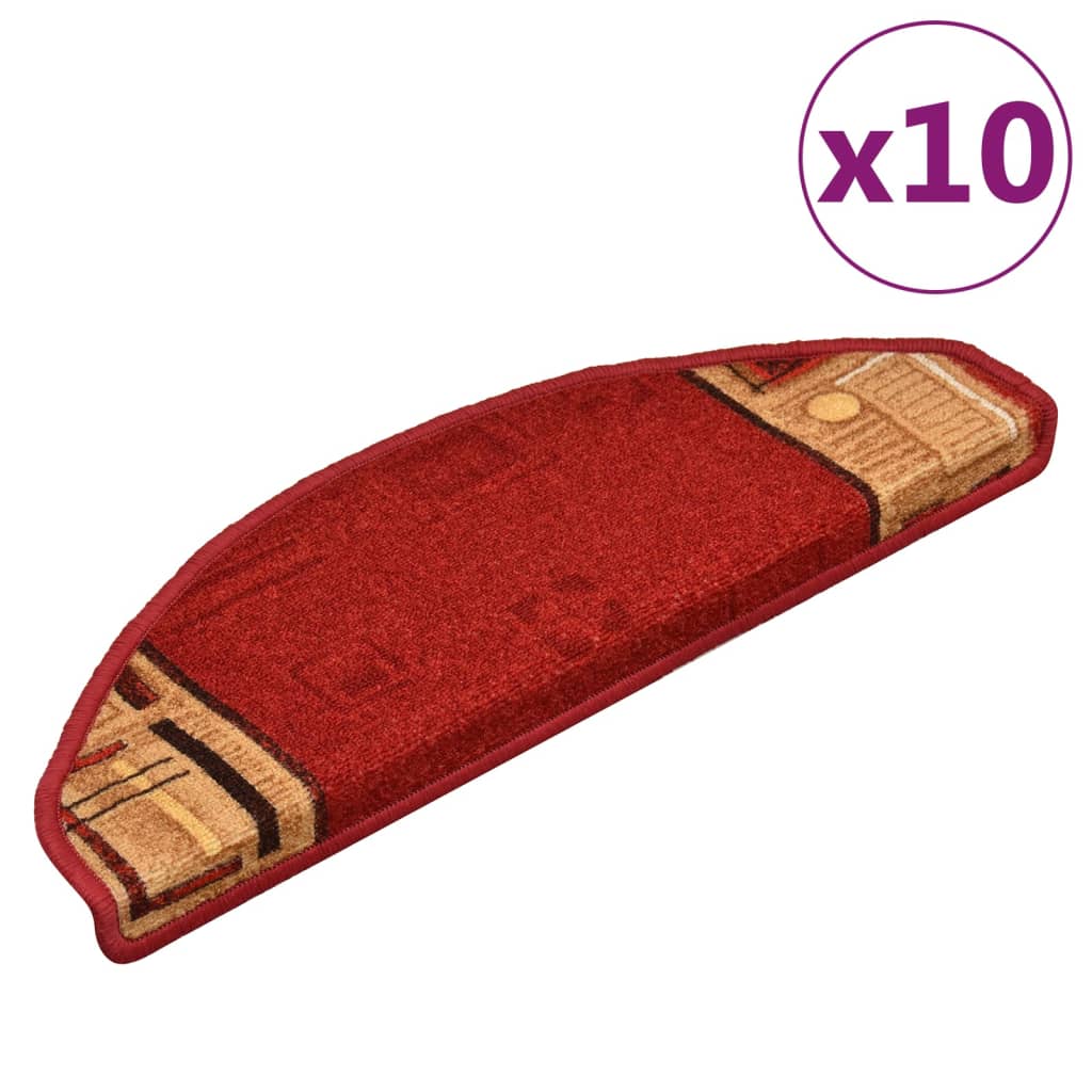 Stair Mats Self-adhesive 10 pcs 65x21x4 cm Red