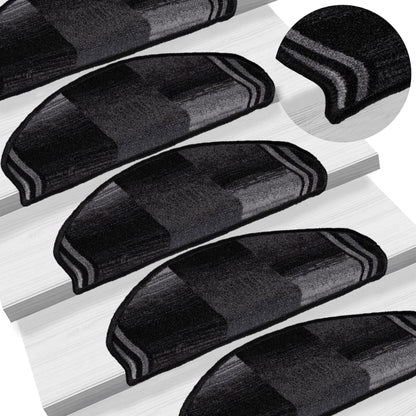 Stair Mats Self-adhesive 10 pcs 65x21x4 cm Black and Grey