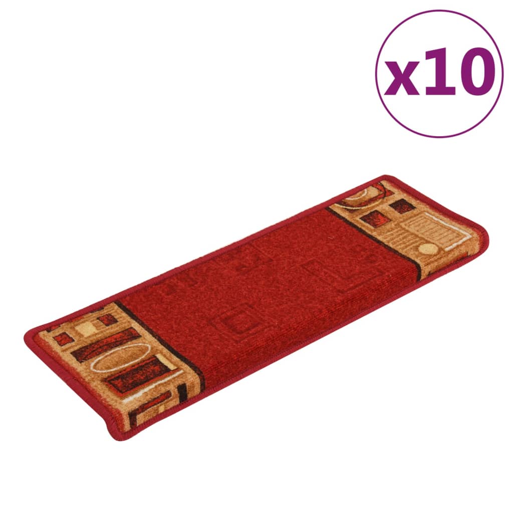 Stair Mats Self-adhesive 10 pcs 65x21x4 cm Red