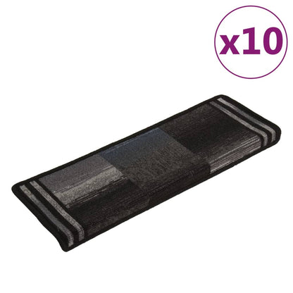 Stair Mats Self-adhesive 10 pcs 65x21x4 cm Black and Grey