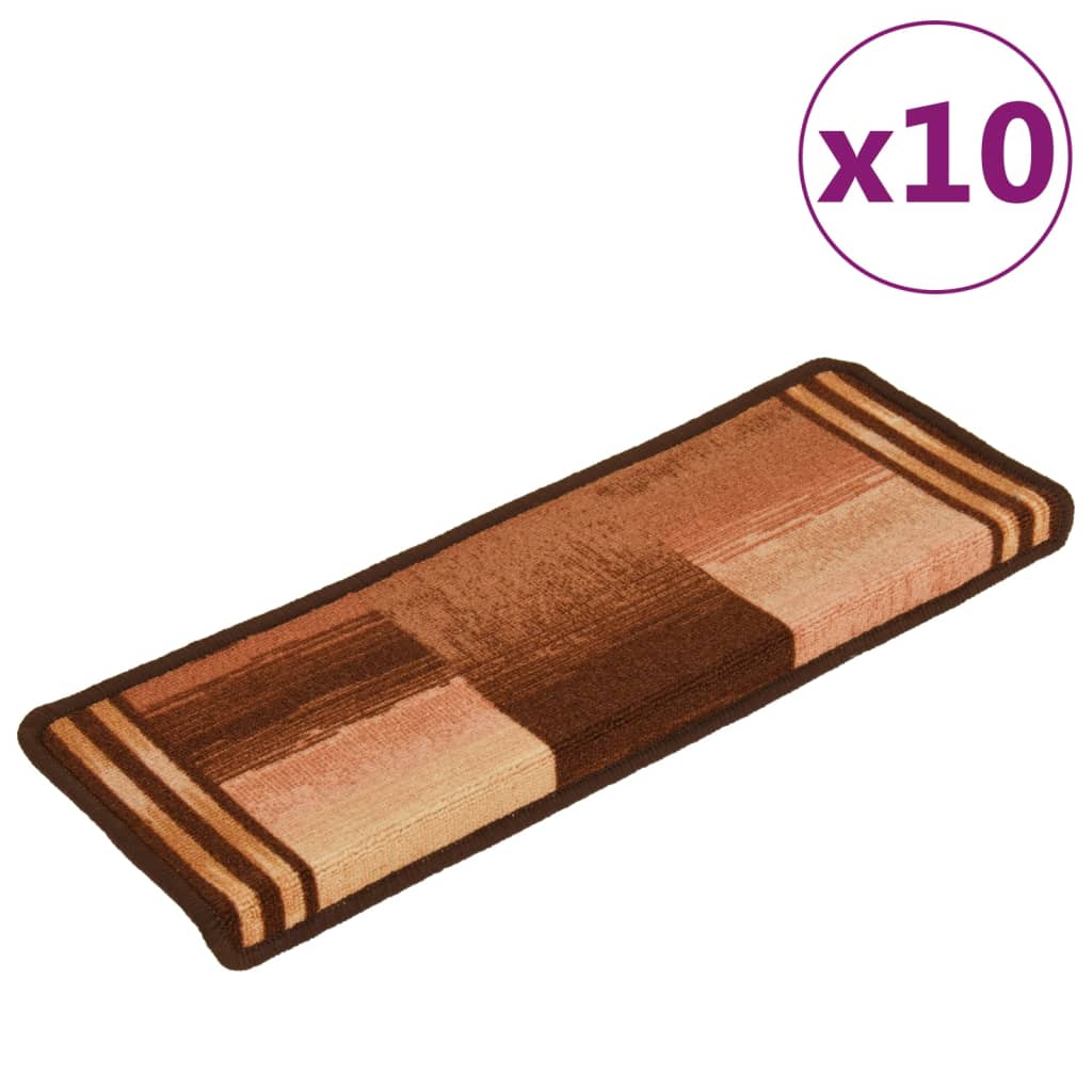 Stair Mats Self-adhesive 10 pcs 65x21x4 cm Brown