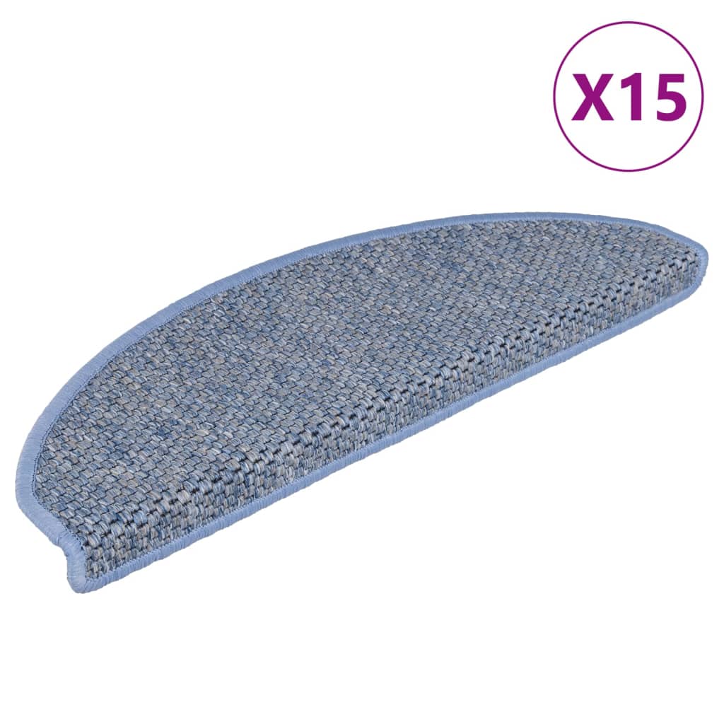 Stair Mats Self-adhesive Sisal-Look 15 pcs 56x17x3 cm Blue