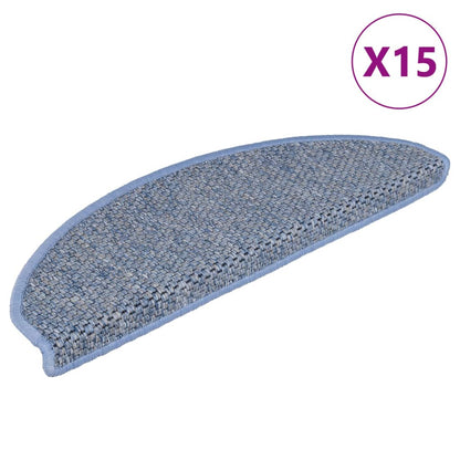 Stair Mats Self-adhesive Sisal-Look 15 pcs 56x17x3 cm Blue