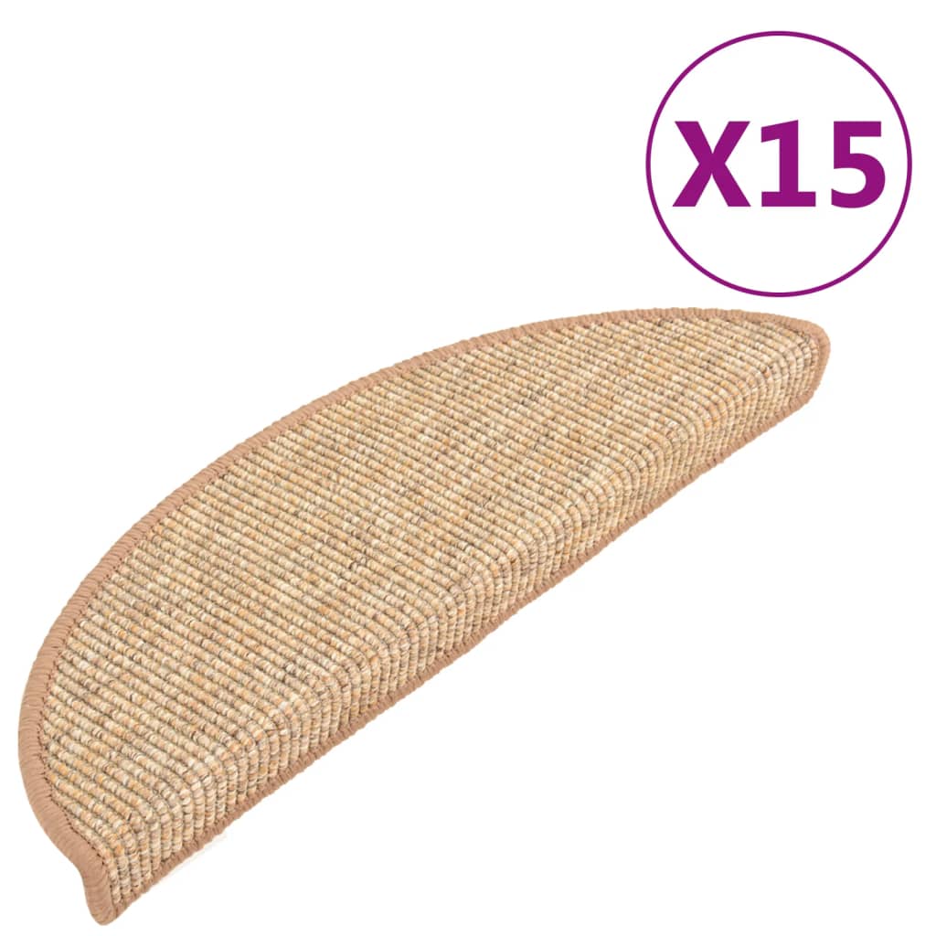 Stair Mats Self-adhesive 15 pcs 56x17x3 cm Light Brown