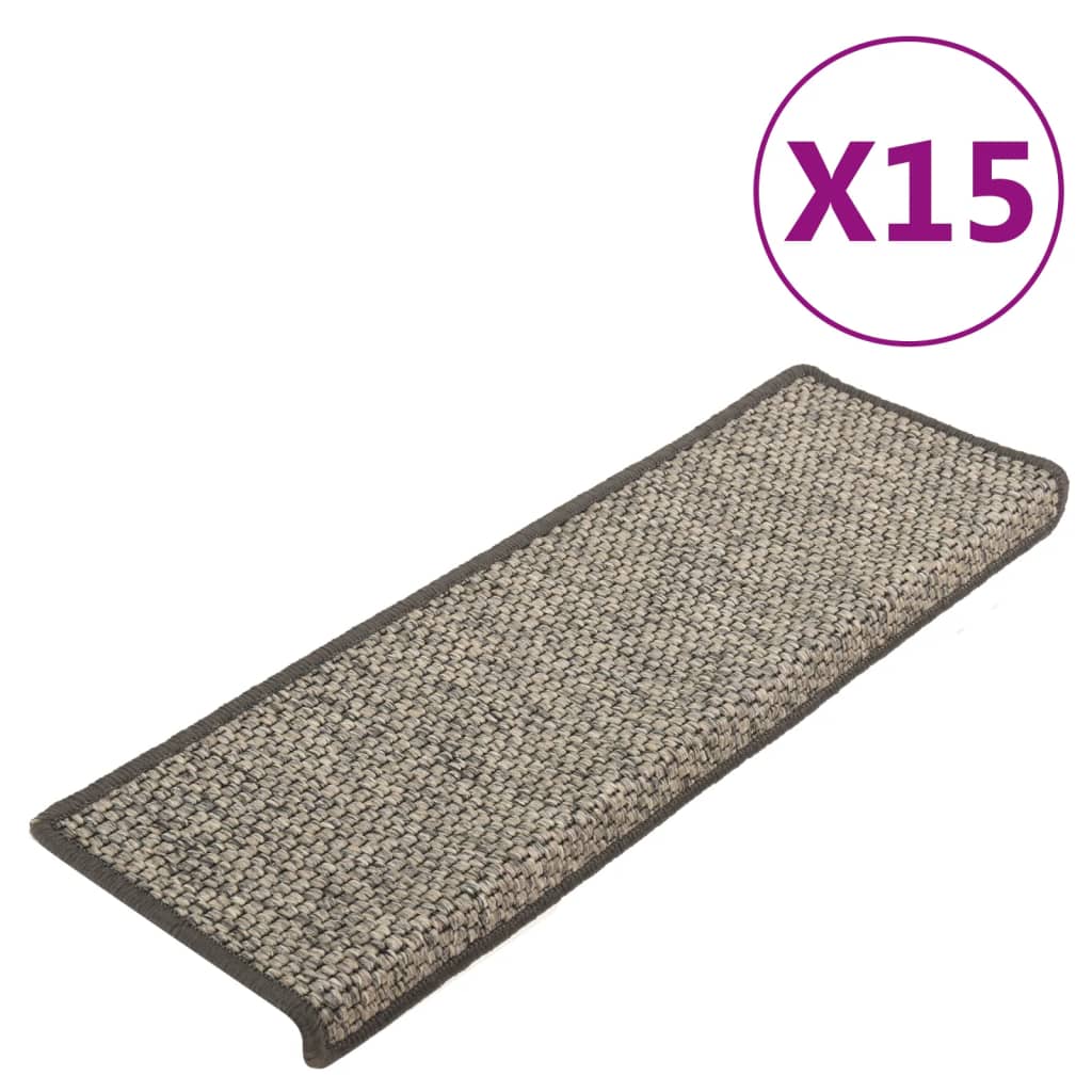 Stair Mats Self-adhesive 15 pcs 65x21x4 cm Grey and Beige