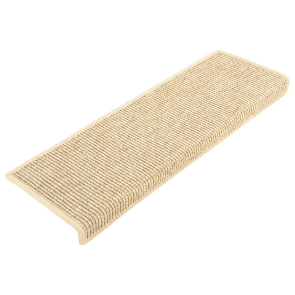 Stair Mats Self-adhesive Sisal-Look 15 pcs 65x21x4 cm Light Beige